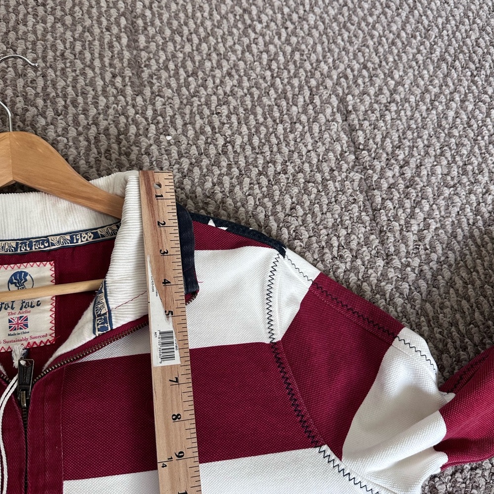Fat Face Airlie Red White Stripe Americana Rugby Pullover Quarter Zip Men’s M - Picture 6 of 7